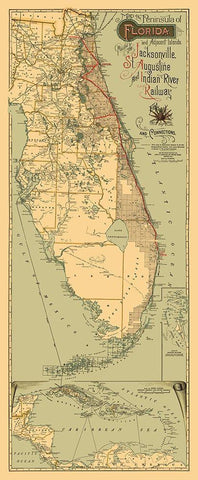 Jacksonville, St Augustine, Indian River 1893 White Modern Wood Framed Art Print with Double Matting by Matthews