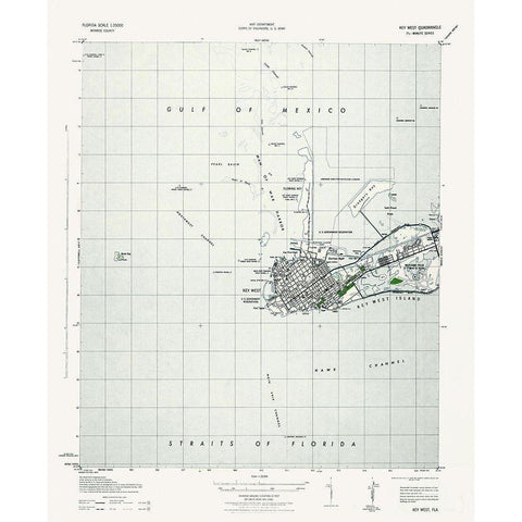 Key West Florida Quad - USGS 1943 Black Modern Wood Framed Art Print with Double Matting by USGS