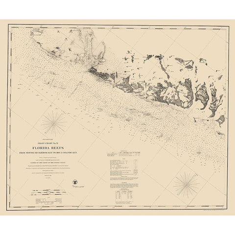 Keys Reefs, Harbor to Boca Grande - Blondeau 1862 Gold Ornate Wood Framed Art Print with Double Matting by Blondeau