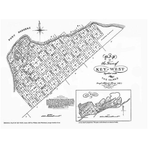 Key West Florida Landowner - Whitehead 1829 Black Modern Wood Framed Art Print with Double Matting by Whitehead