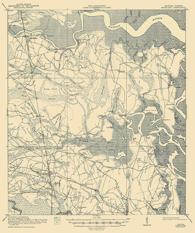 Kingsland Florida Georgia Quad - USGS 1918 Black Ornate Wood Framed Art Print with Double Matting by USGS