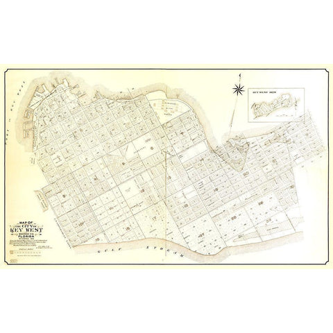 Key West Florida - Ashe 1906  White Modern Wood Framed Art Print by Ashe