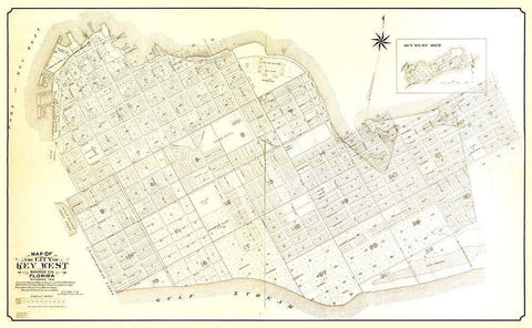 Key West Florida - Ashe 1906  White Modern Wood Framed Art Print with Double Matting by Ashe