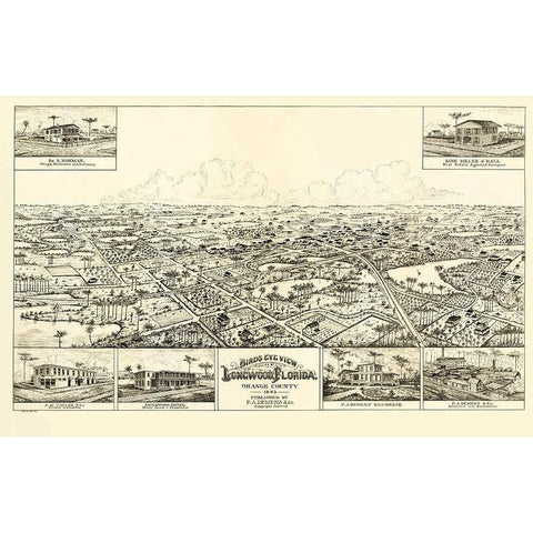 Longwood Florida - Forbes 1885 Gold Ornate Wood Framed Art Print with Double Matting by Forbes