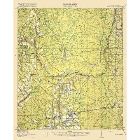 Macclenny Florida Georgia Quad - USGS 1918 Black Modern Wood Framed Art Print with Double Matting by USGS