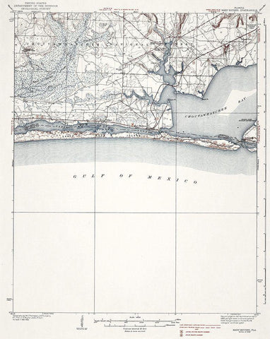 Mary Esther Florida Quad - USGS 1938 White Modern Wood Framed Art Print with Double Matting by USGS