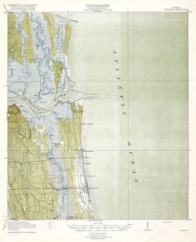 Mayport Florida Quad - USGS 1918 White Modern Wood Framed Art Print with Double Matting by USGS