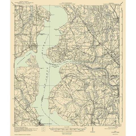 Orange Park Florida Quad - USGS 1918 Gold Ornate Wood Framed Art Print with Double Matting by USGS