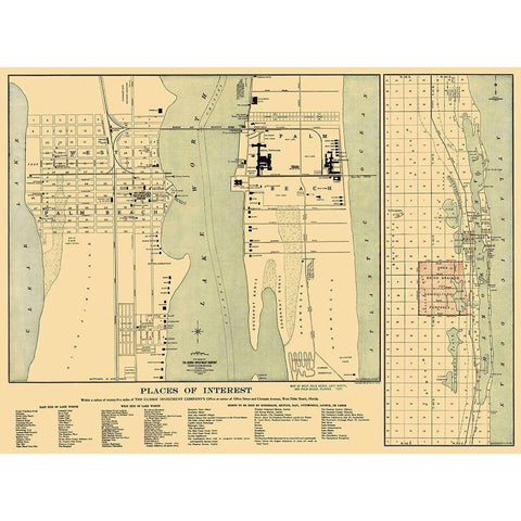 Palm Beach Florida Landowner - Currie 1907 Black Modern Wood Framed Art Print by Currie