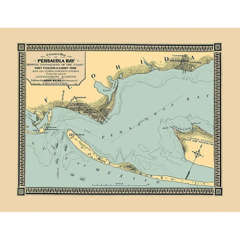 Pensacola Bay Florida - Weiss 1863 White Modern Wood Framed Art Print by Weiss