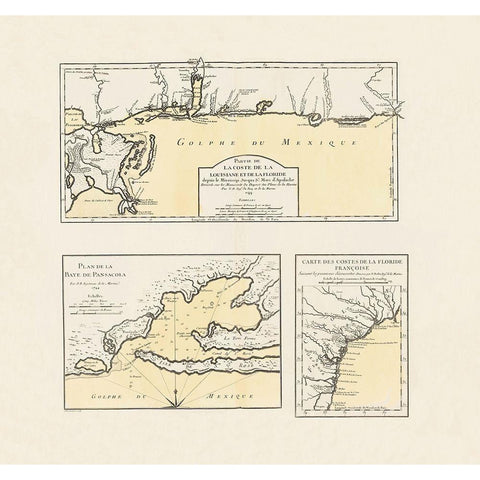 Florida, Louisiana Coast, Pensacola Bay Gold Ornate Wood Framed Art Print with Double Matting by Bellin