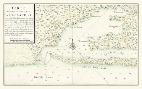 Pensacola Florida -1780 Black Ornate Wood Framed Art Print with Double Matting by Unknown