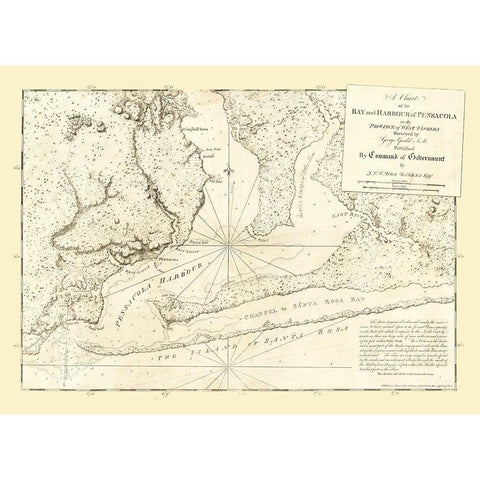 Pensacola Florida - Des Barres 1780  Black Modern Wood Framed Art Print with Double Matting by Des Barres