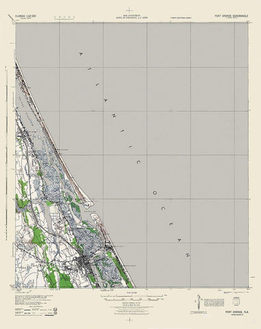 Port Orange Florida Quad - USGS 1944 White Modern Wood Framed Art Print with Double Matting by USGS