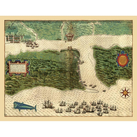 St Augustine Florida - Bigges 1589  Black Modern Wood Framed Art Print by Bigges