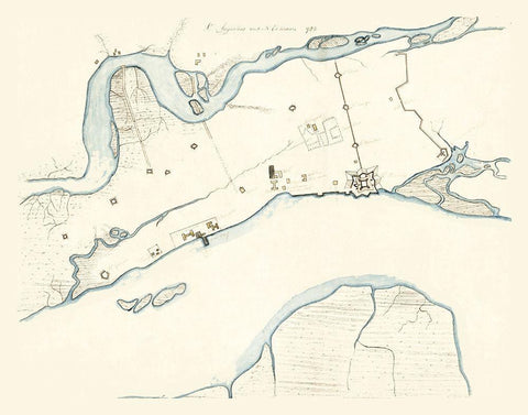 St Augustine Florida -1782 White Modern Wood Framed Art Print with Double Matting by Unknown