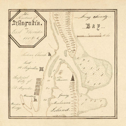 St Augustine Florida -1805 White Modern Wood Framed Art Print with Double Matting by Unknown