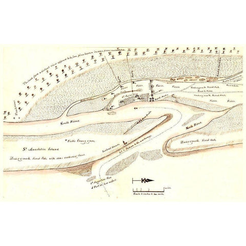 St Augustine Florida - Birch 1819  Gold Ornate Wood Framed Art Print with Double Matting by Birch