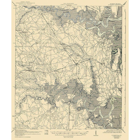 St Marys Florida Georgia Quad - US Army 1936 Black Modern Wood Framed Art Print with Double Matting by US Army