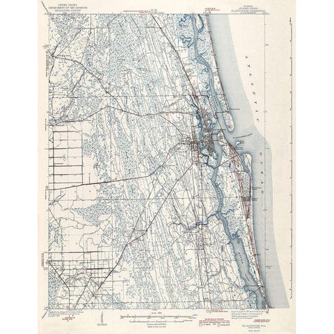 St Augustine Florida Quad - USGS 1943 Black Modern Wood Framed Art Print with Double Matting by USGS