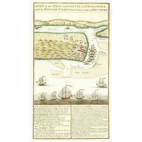 Siege of St Augustine Florida - Silver 1740 White Modern Wood Framed Art Print by Silver