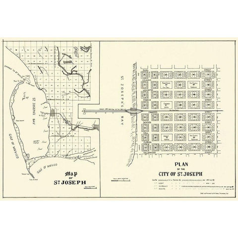 St. Joseph Florida Planning - Throop 1837 Black Modern Wood Framed Art Print with Double Matting by Throop