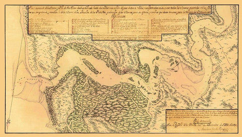 Jacksonville, St Johns River Florida - Rocque 1791 Black Ornate Wood Framed Art Print with Double Matting by Rocque