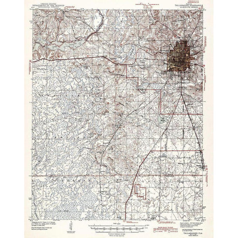 Tallahassee Florida Quad - USGS 1943 Black Modern Wood Framed Art Print with Double Matting by USGS