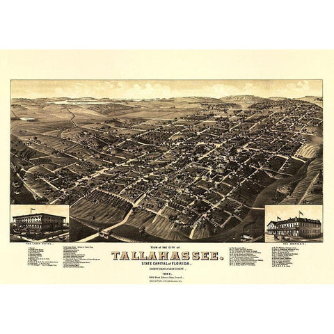 Tallahassee Florida - Beck 1885 Gold Ornate Wood Framed Art Print with Double Matting by Beck