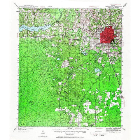 Tallahassee Florida Quad - USGS 1940 Gold Ornate Wood Framed Art Print with Double Matting by USGS