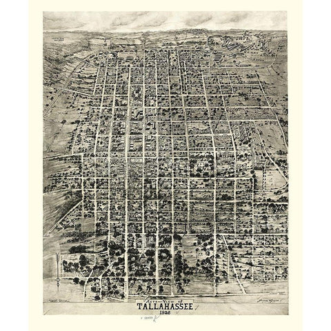 Tallahassee Florida - Wynne 1926 Black Modern Wood Framed Art Print by Wynne