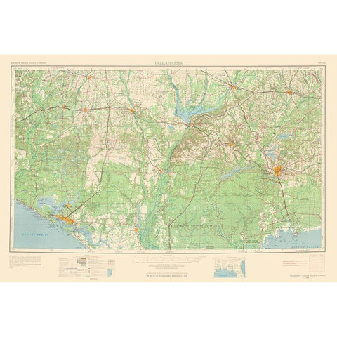 Tallahassee Florida Quad - USGS 1954 White Modern Wood Framed Art Print by USGS