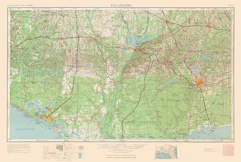 Tallahassee Florida Quad - USGS 1954 Black Ornate Wood Framed Art Print with Double Matting by USGS