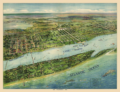 West Palm Beach Florida - Pleuthner 1905 Black Ornate Wood Framed Art Print with Double Matting by Pleuthner