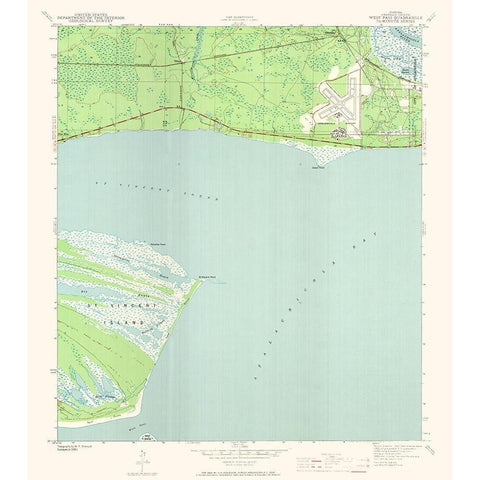 West Pass Florida Quad - USGS 1943 Black Modern Wood Framed Art Print with Double Matting by USGS