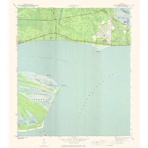 West Pass Florida Quad - USGS 1943 Gold Ornate Wood Framed Art Print with Double Matting by USGS