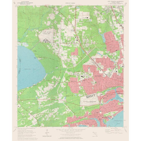 West Pensacola Florida Quad - USGS 1970 Black Modern Wood Framed Art Print by USGS