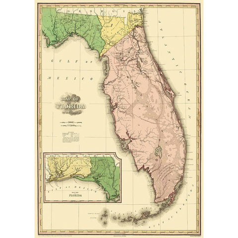 Florida - Tanner 1823 White Modern Wood Framed Art Print by Tanner