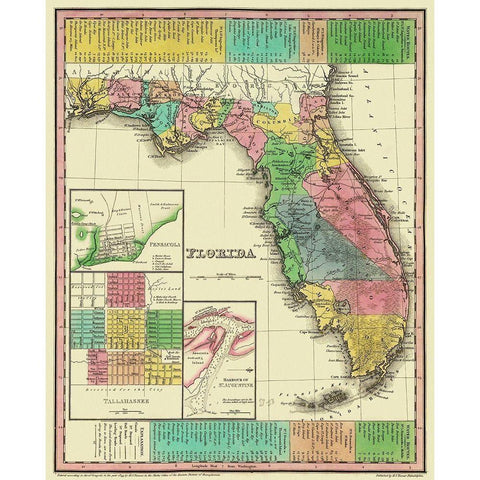 Florida - Tanner 1833 Gold Ornate Wood Framed Art Print with Double Matting by Tanner