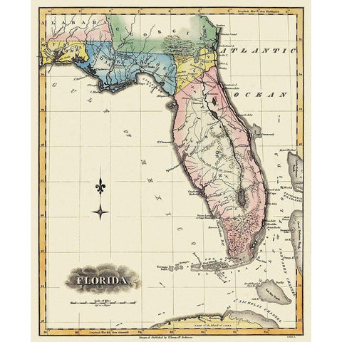 Florida - Lucas 1823 White Modern Wood Framed Art Print by Lucas