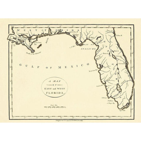 Florida - Stockdale 1794 White Modern Wood Framed Art Print by Stockdale