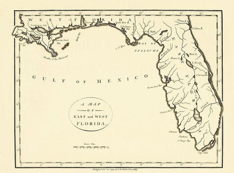 Florida - Stockdale 1794 Black Ornate Wood Framed Art Print with Double Matting by Stockdale