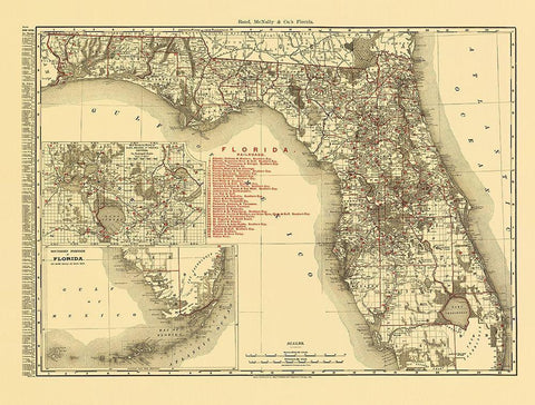Florida - Rand McNally 1900 White Modern Wood Framed Art Print with Double Matting by Rand McNally