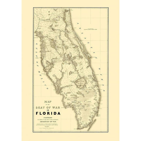 Florida Second Seminole War - Stone 1838 White Modern Wood Framed Art Print by Stone
