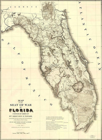 Florida Second Seminole War - Stone 1839 Black Ornate Wood Framed Art Print with Double Matting by Stone