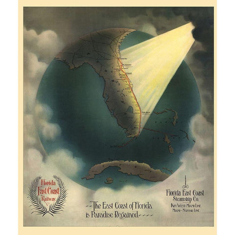 Florida East Coast Railway and Steamship 1898 White Modern Wood Framed Art Print by Beckwith