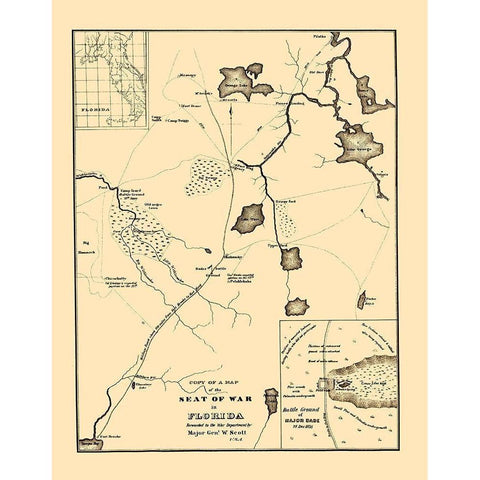 Seat of War in Florida - 1836 Black Modern Wood Framed Art Print with Double Matting by UNITED STATES GPO