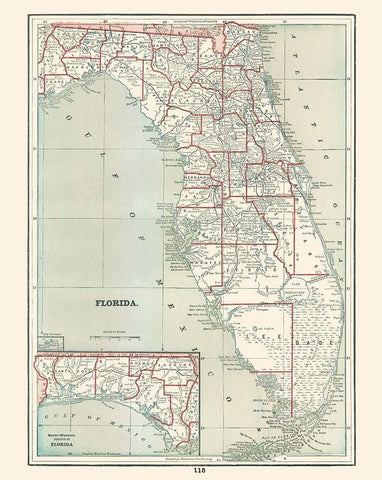 Florida - Rathbun 1893 Black Ornate Wood Framed Art Print with Double Matting by Rathbun
