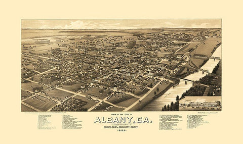 Albany Georgia - Norris 1885 Black Ornate Wood Framed Art Print with Double Matting by Norris