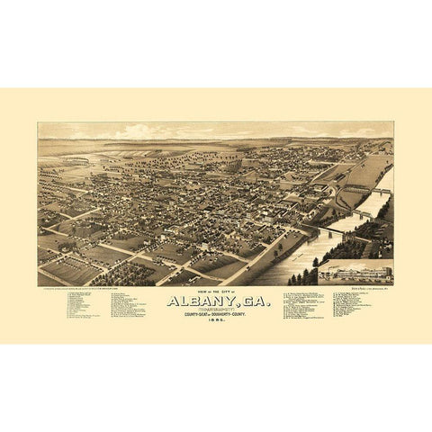 Albany Georgia - Norris 1885 Gold Ornate Wood Framed Art Print with Double Matting by Norris